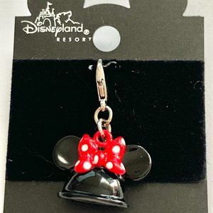 Vintage Minnie Mouse Hat Charm Bow Polka Dots Red Black Clip Zipper Pull Purse